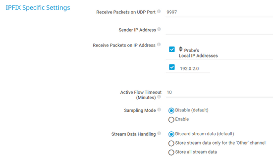 IPFIX Specific Settings